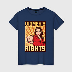 Футболка хлопковая женская Права женщин, цвет: тёмно-синий