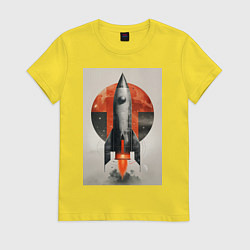Футболка хлопковая женская Постер ракеты, цвет: желтый