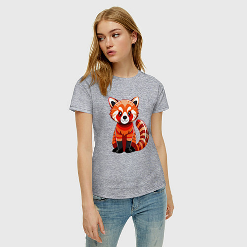 Женская футболка Красная панда с роскошным хвостом / Меланж – фото 3