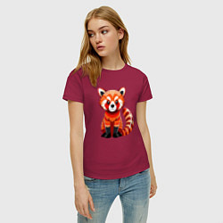 Футболка хлопковая женская Красная панда с роскошным хвостом, цвет: маджента — фото 2