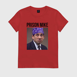 Футболка хлопковая женская Prison mike Michael Scott - офис, цвет: красный