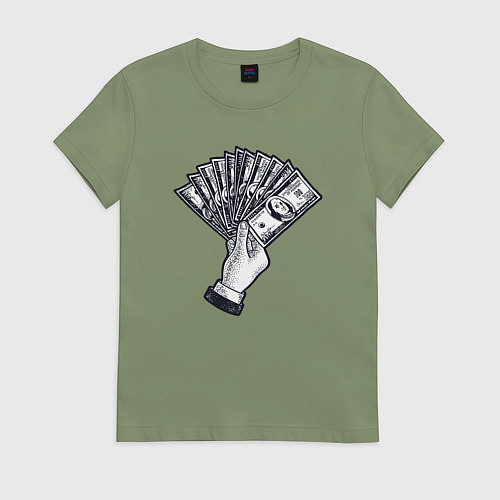 Женская футболка Доллары в руке / Авокадо – фото 1