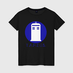 Футболка хлопковая женская Blue tardis, цвет: черный