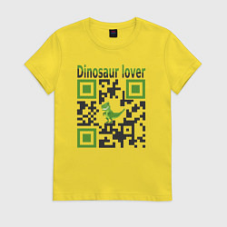 Футболка хлопковая женская Кьюар-код динозавр, цвет: желтый