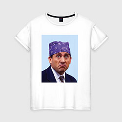 Футболка хлопковая женская Michael Scott - Prison mike the office meme, цвет: белый