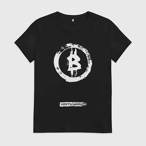 Женская футболка Биткоин белый - криптовалюта / Черный – фото 1