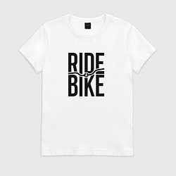 Футболка хлопковая женская Black ride bike, цвет: белый
