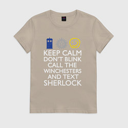 Футболка хлопковая женская Doctor Sherlock, цвет: миндальный