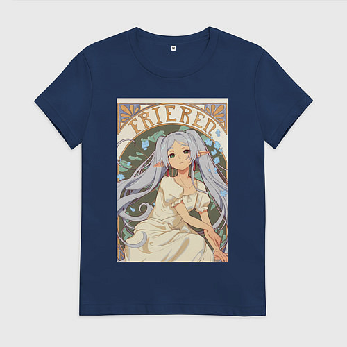Женская футболка Провожающая в последний путь Фрирен эльф / Тёмно-синий – фото 1