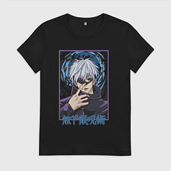 Футболка хлопковая женская Магическая битва Годжо Gojo, цвет: черный