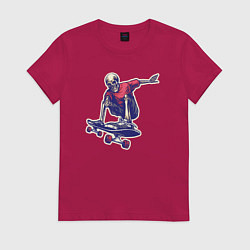 Футболка хлопковая женская Скелетор скейтер, цвет: маджента