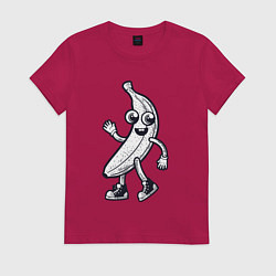 Футболка хлопковая женская Банановый человечек, цвет: маджента