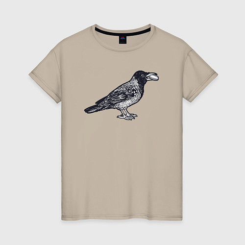 Женская футболка Ворона с денежкой / Миндальный – фото 1