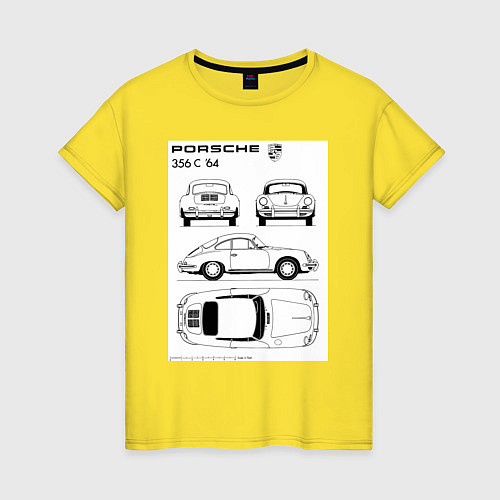 Женская футболка Машина Porsche / Желтый – фото 1