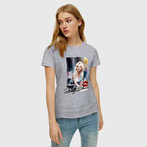 Женская футболка Мэрилин Монро - звезда / Меланж – фото 3