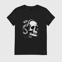 Женская футболка Змея и череп
