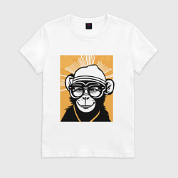 Женская футболка Обезьяна и очки