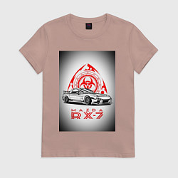 Футболка хлопковая женская Mazda rx-7 автомобиль, цвет: пыльно-розовый