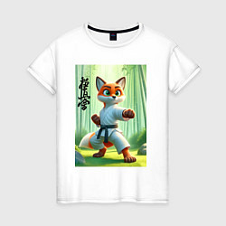 Футболка хлопковая женская Kyokushin karate - fox, цвет: белый