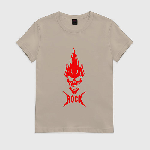Женская футболка Rock красный череп / Миндальный – фото 1