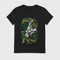 Женская футболка One piece зоро зеленый вихрь