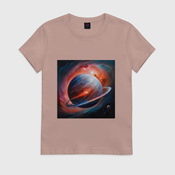 Футболка хлопковая женская Огненная планета, цвет: пыльно-розовый