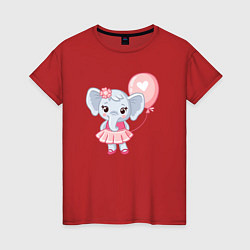 Футболка хлопковая женская Elephant baby, цвет: красный