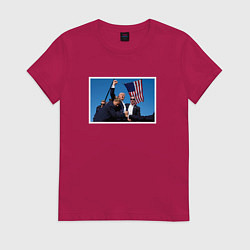 Футболка хлопковая женская Дональд Трамп, цвет: маджента