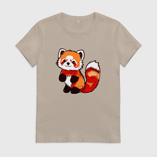 Женская футболка Красная панда в полный рост / Миндальный – фото 1