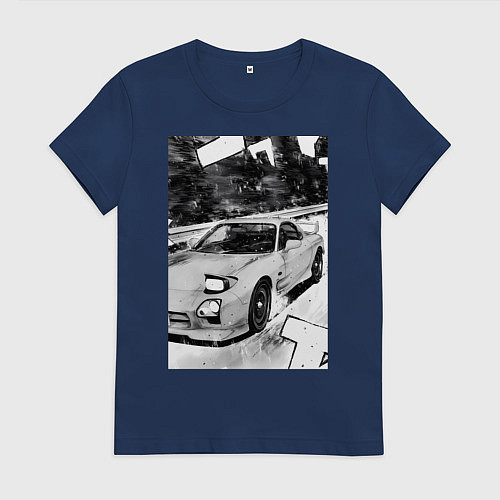 Женская футболка Mazda rx-7 авто / Тёмно-синий – фото 1