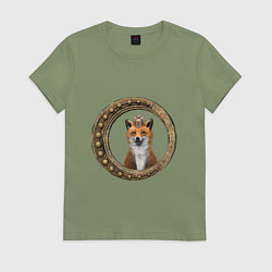 Женская футболка Стимпанк лис в рамке