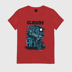 Женская футболка Ночной скелет скейтбордист