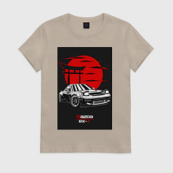 Футболка хлопковая женская Mazda rx-7 jdm style, цвет: миндальный