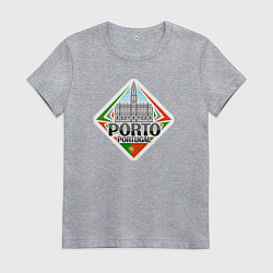 Футболка хлопковая женская Порту - Португалия, цвет: меланж