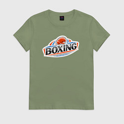 Футболка хлопковая женская Boxing team, цвет: авокадо