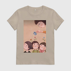 Футболка хлопковая женская Воспитатель, цвет: миндальный