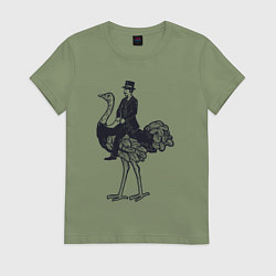 Женская футболка Страус и джентльмен