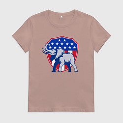 Футболка хлопковая женская Слон США, цвет: пыльно-розовый
