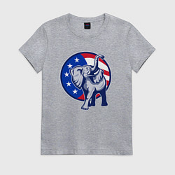 Футболка хлопковая женская USA elephant, цвет: меланж
