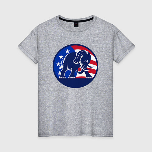 Женская футболка Слон - США / Меланж – фото 1