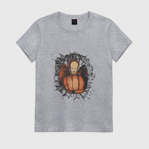 Женская футболка Ванпанчмен герой / Меланж – фото 1