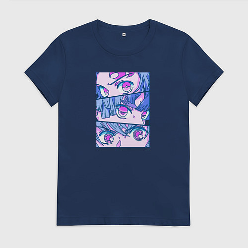Женская футболка Тандзиро Незуко и Зеницу Клинок рассекающий демоно / Тёмно-синий – фото 1
