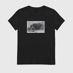 Футболка хлопковая женская Retro car Fiat S76, цвет: черный