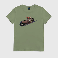 Футболка хлопковая женская Hu-Tao Genshin Impact, цвет: авокадо