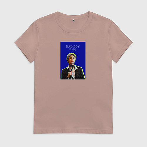 Женская футболка BTS Чимин плохой мальчик / Пыльно-розовый – фото 1