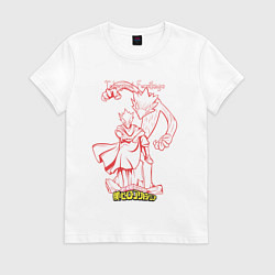 Футболка хлопковая женская Моя геройская академия Такаями, цвет: белый