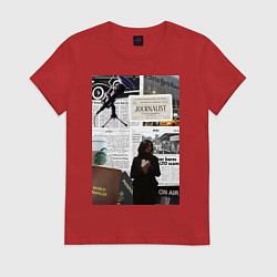 Футболка хлопковая женская Журналист эстетика, цвет: красный