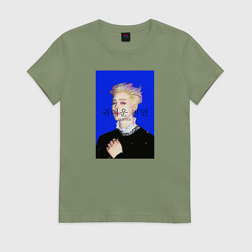Женская футболка BTS Чимин масло синий / Авокадо – фото 1