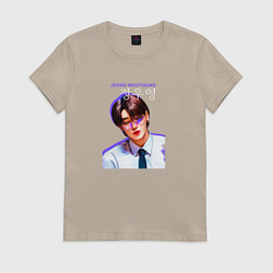 Футболка хлопковая женская Jeong Wooyoung Ateez, цвет: миндальный