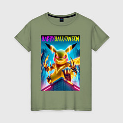 Женская футболка Happy halloween - terrible Pikachu